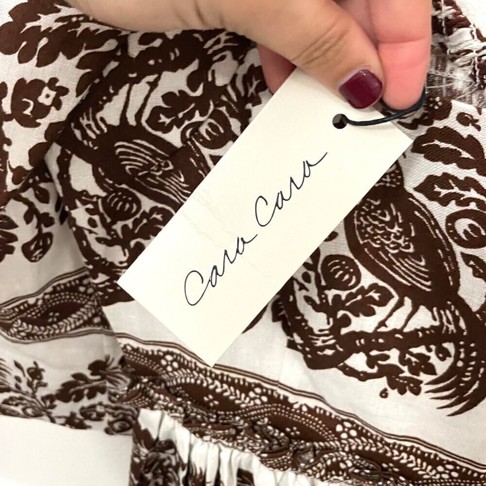 NWT Cara Cara Blue Hill Linen Printed Midi Dress Burgundy Women’s Size 2 - Picture 5 of 10
